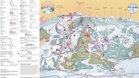 Pistenplan Chäserrugg Gebiet